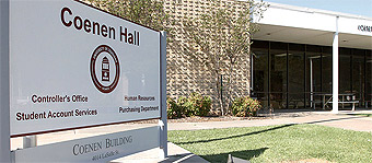 Coenen Hall sign and front of building